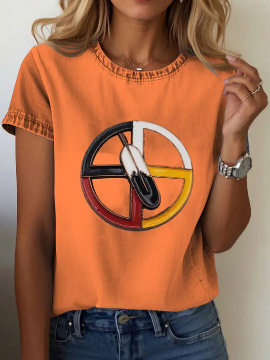 Women’s Native American T-shirt Orange / S