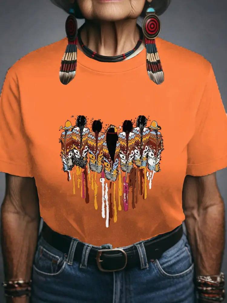 Women’s Native American T-shirt Orange / S