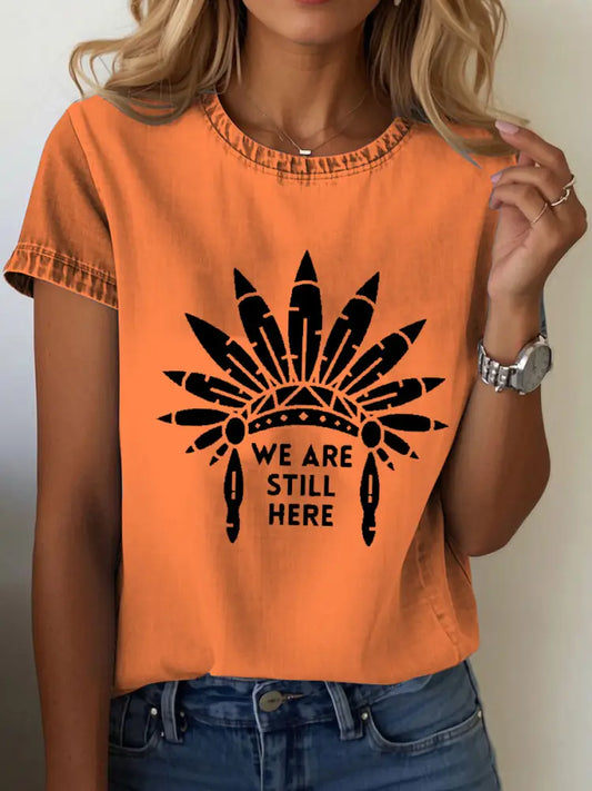 Women’s Native American T-shirt Orange / S