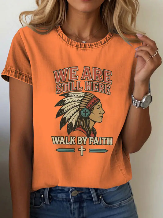 Women’s Native American T-shirt Orange / S