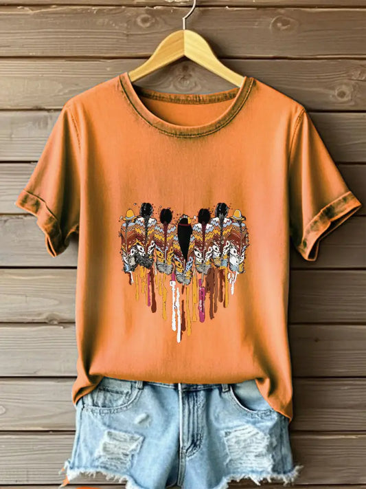 Women’s Native American T-shirt Orange / S