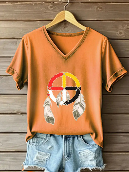 Women’s Native American T-shirt Orange / S