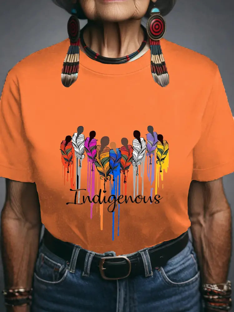 Women’s Native American T-shirt Orange / S
