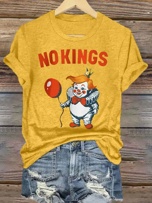 Women’s No Kings Anti-Trump Protest T-Shirt Yellow / S