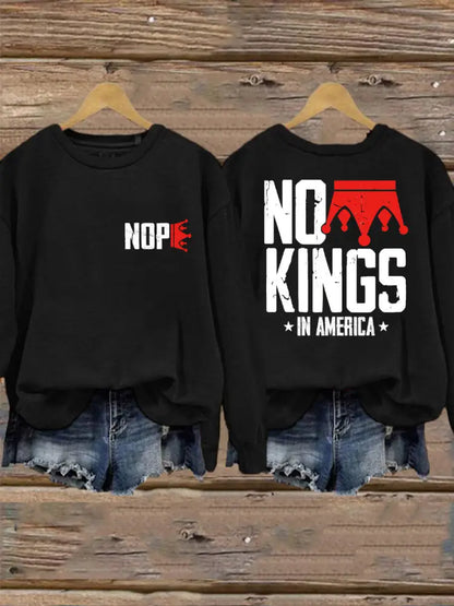 Women’s No Kings Printed Casual Sweatshirt Black / S