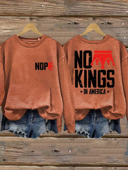 Women’s No Kings Printed Casual Sweatshirt Orange / S