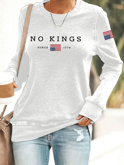 Women’s No Kings Printed Casual Sweatshirt White / S