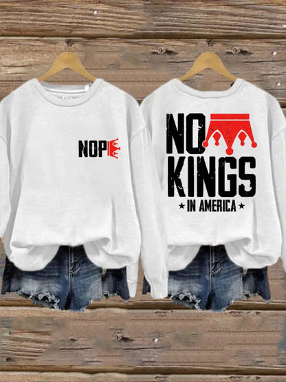 Women’s No Kings Printed Casual Sweatshirt White / S