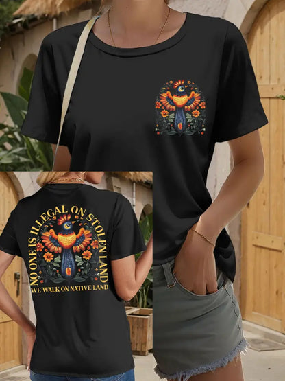 Women’s No One Illegal on Stolen Land We Walk on Native Land T-shirts Black / S
