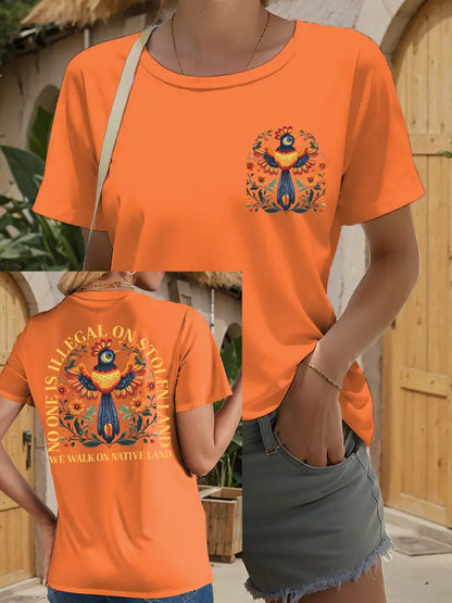 Women’s No One Illegal on Stolen Land We Walk on Native Land T-shirts Orange / S