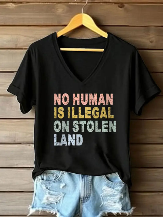 Women’s No One Is Illegal On Stolen Land T-Shirt Black / S