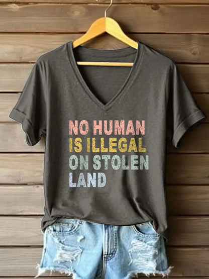 Women’s No One Is Illegal On Stolen Land T-Shirt Dark Gray / S