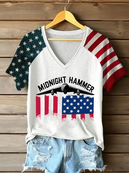 Women’s Operation Midnight Hammer V-neck Off-shoulder Short-sleeved T-shirt White / S