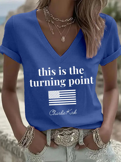 Women’s patriotic print T-shirt Blue / S