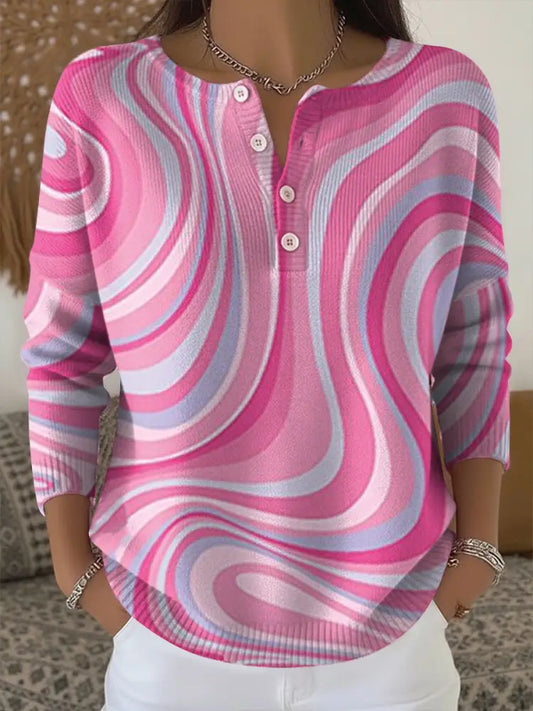 Women’s Pink Art Print Casual Top Pink / S