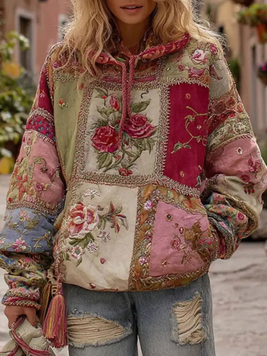 Women’s Pink Floral Print Hoodie As picture / S