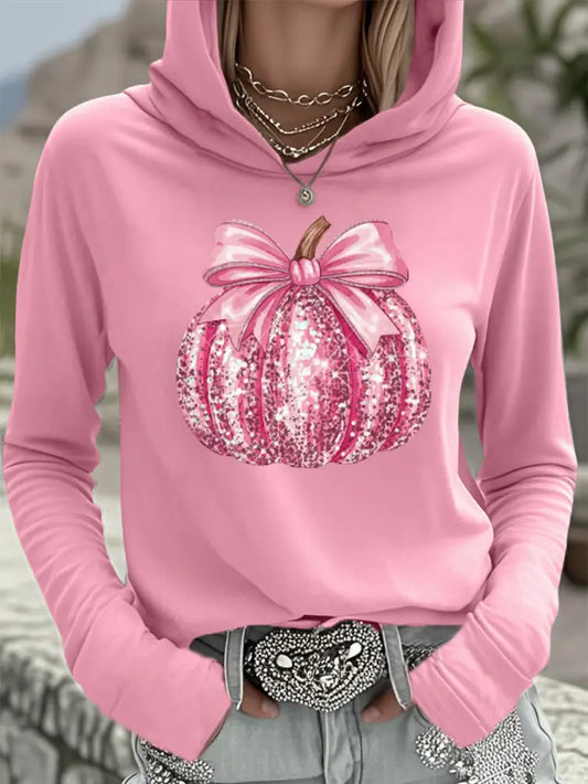 Women’s Pink Pumpkin Breast Cancer Awareness Support Hooded Top Pink / S