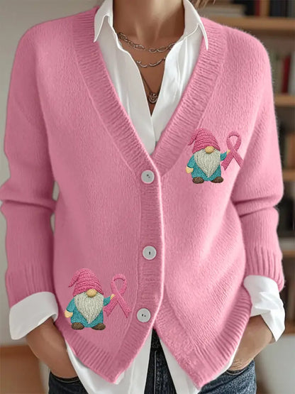 Women’s Pink Ribbon Breast Cancer Awareness Support Cardigan Pink / S