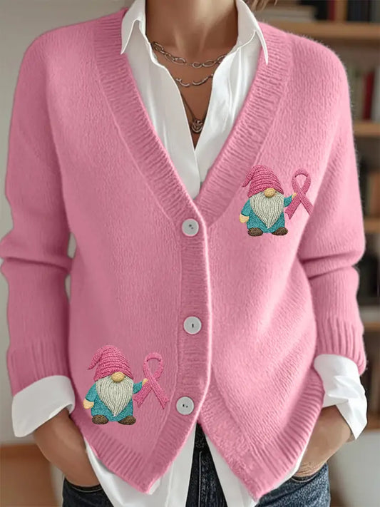Women’s Pink Ribbon Breast Cancer Awareness Support Cardigan Pink / S