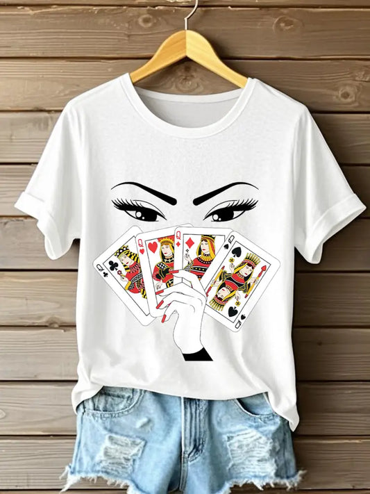 Women’s Playing Card Slam Queen T-Shirts White / S