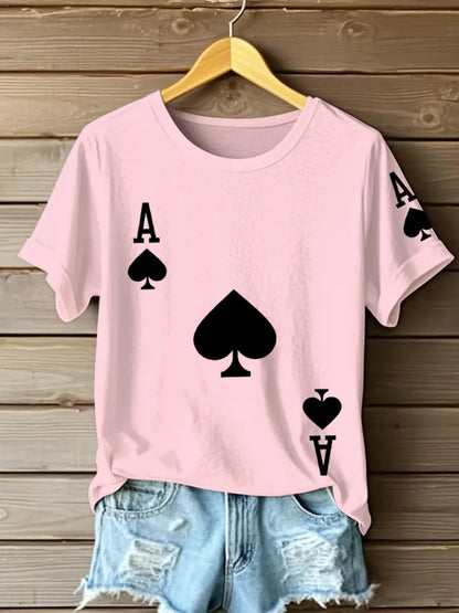 Women’s Poker Ace of Spades T-shirts Light Pink / S