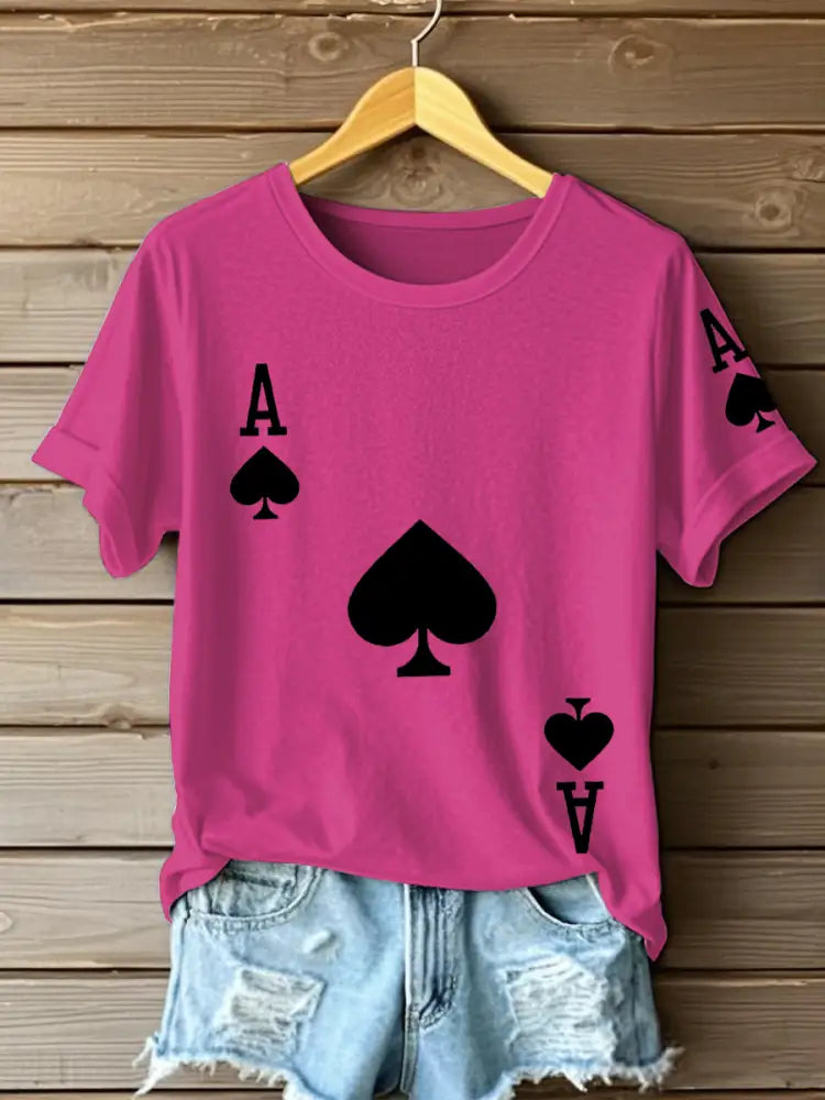 Women’s Poker Ace of Spades T-shirts Rose Red / S