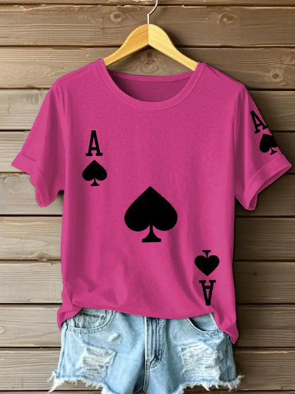 Women’s Poker Ace of Spades T-shirts Rose Red / S
