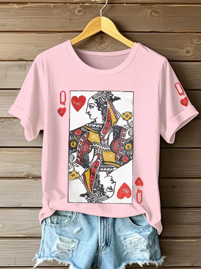 Women’s Poker Queen of Hearts T-shirts Light Pink / S