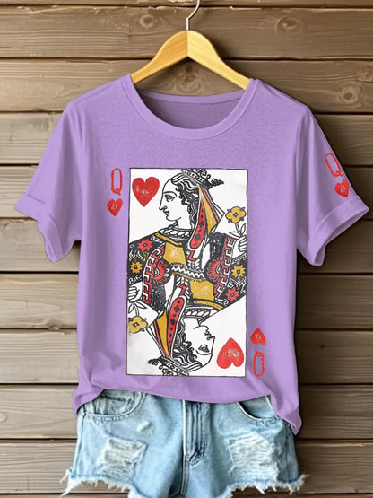 Women’s Poker Queen of Hearts T-shirts Light Purple / S