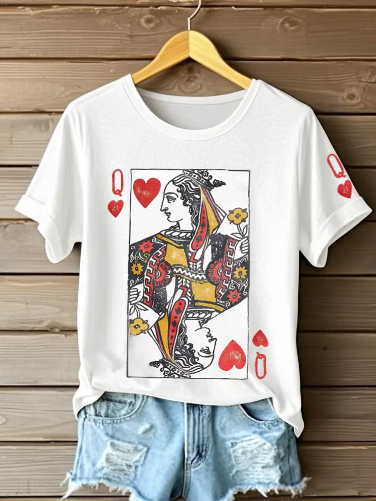 Women’s Poker Queen of Hearts T-shirts White / S