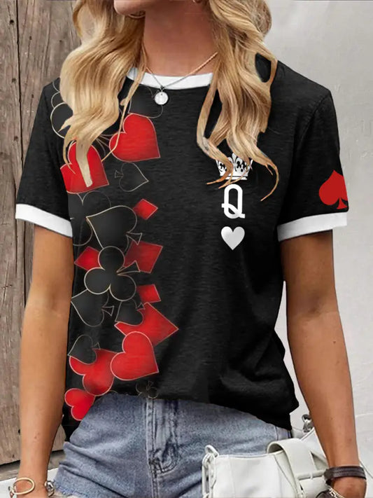 Women’s poker t-shirt Black / S