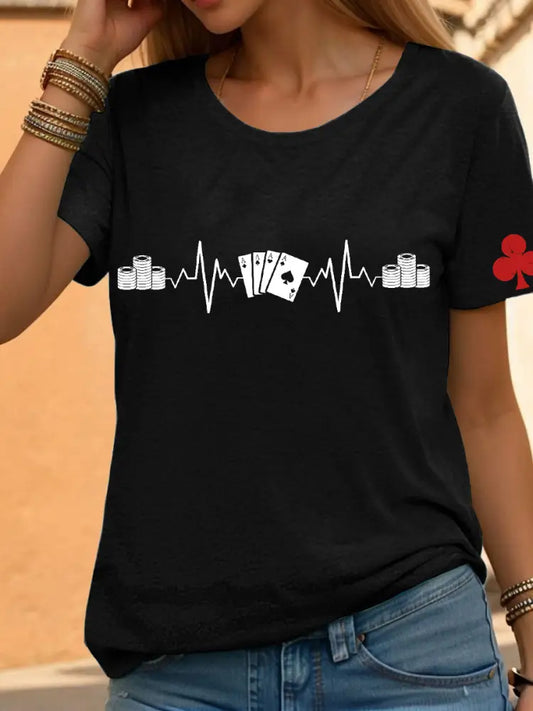 Women’s poker t-shirt Black / S