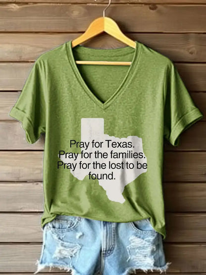Women’s Pray For Texas Flooduing 2025 Printed T-Shirt Green / S