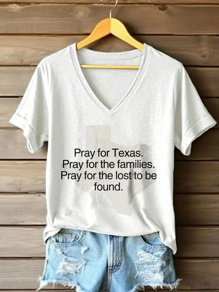 Women’s Pray For Texas Flooduing 2025 Printed T-Shirt White / S