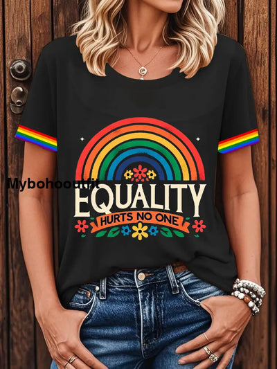 Women’s Pride Month LGBTQ Equality Hurts No One Short-sleeved T-shirt Black / S