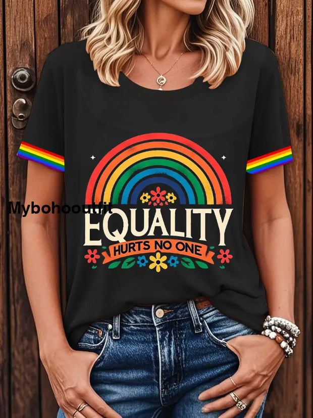 Women’s Pride Month LGBTQ Equality Hurts No One Short-sleeved T-shirt Black / S