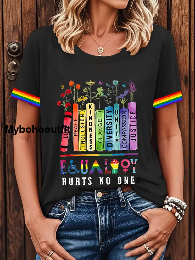 Women’s Pride Month LGBTQ Equality Hurts No One Short-sleeved T-shirt Black / S