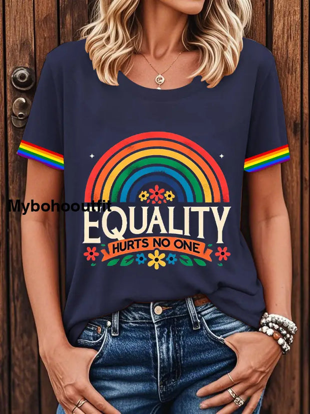 Women’s Pride Month LGBTQ Equality Hurts No One Short-sleeved T-shirt Navy Blue / S