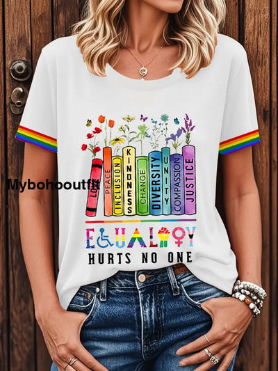 Women’s Pride Month LGBTQ Equality Hurts No One Short-sleeved T-shirt White / S