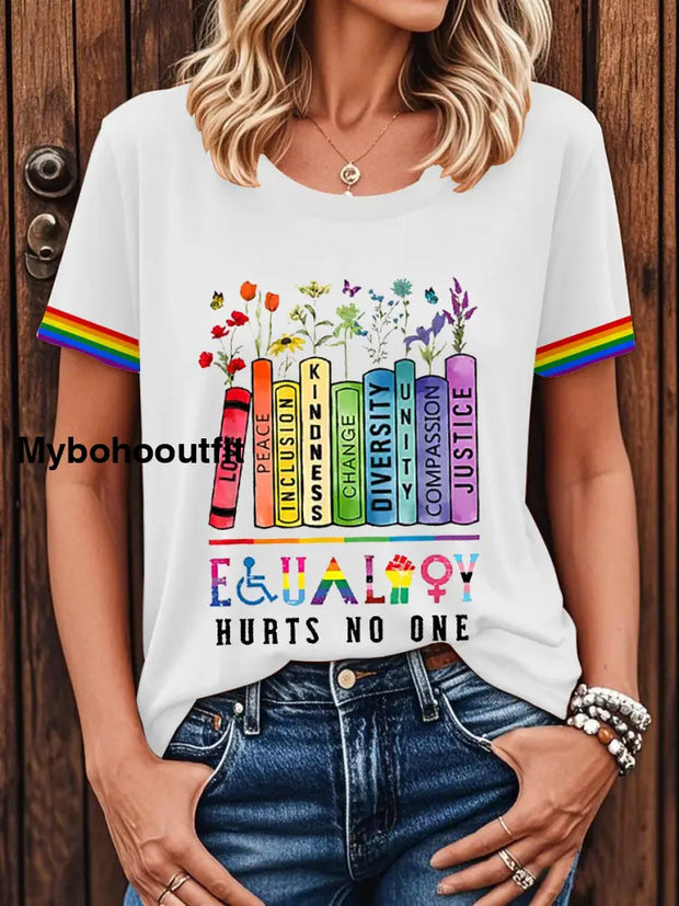 Women’s Pride Month LGBTQ Equality Hurts No One Short-sleeved T-shirt White / S