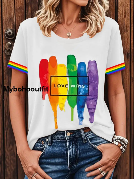 Women’s Pride Month LGBTQ Love Wins Short-sleeved T-shirt White / S