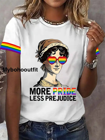 Women’s Pride Month More Pride Less Prejudice Short-sleeved T-shirt White / S