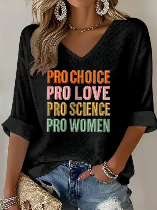 Women’s Pro Choice Print Waffle T shirt Black / S