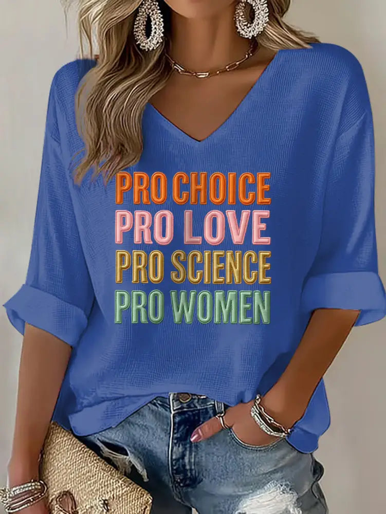 Women’s Pro Choice Print Waffle T shirt Blue / S