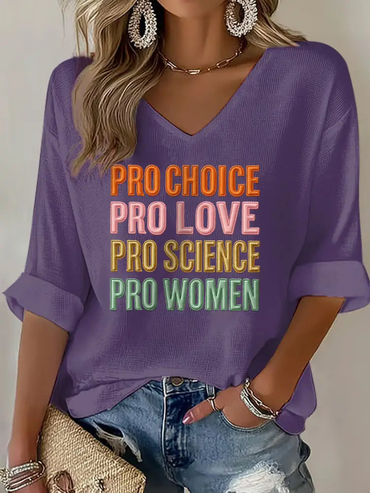 Women’s Pro Choice Print Waffle T shirt Purple / S