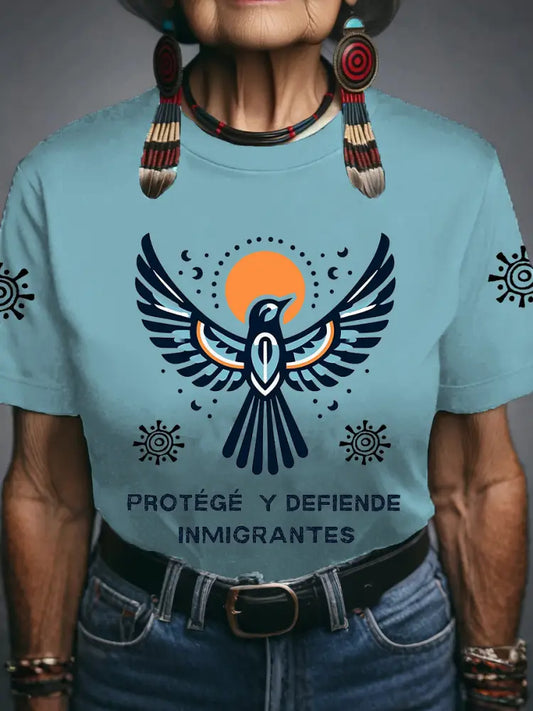 Women’s Protect & Defend Immigrants T-shirts Blue / S