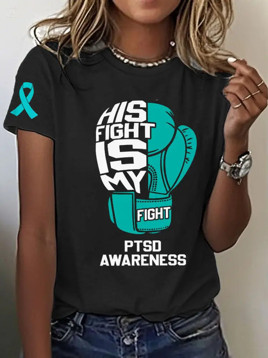 Women’s PTSD Awareness Veteran Printed T-shirt Black / S