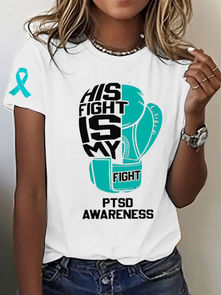 Women’s PTSD Awareness Veteran Printed T-shirt White / S