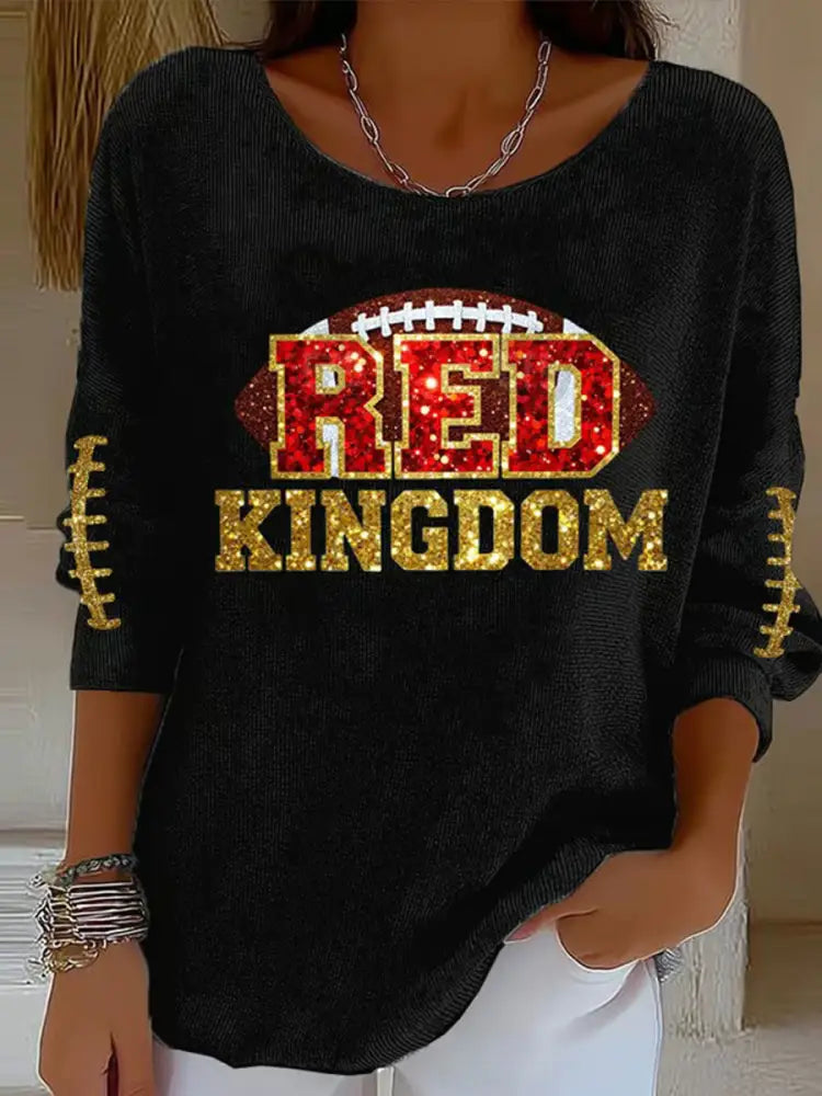 Women’s Red Kingdom Football Casual Top Black / S