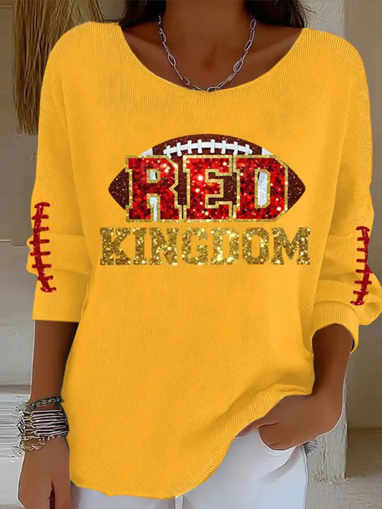 Women’s Red Kingdom Football Casual Top Yellow / S